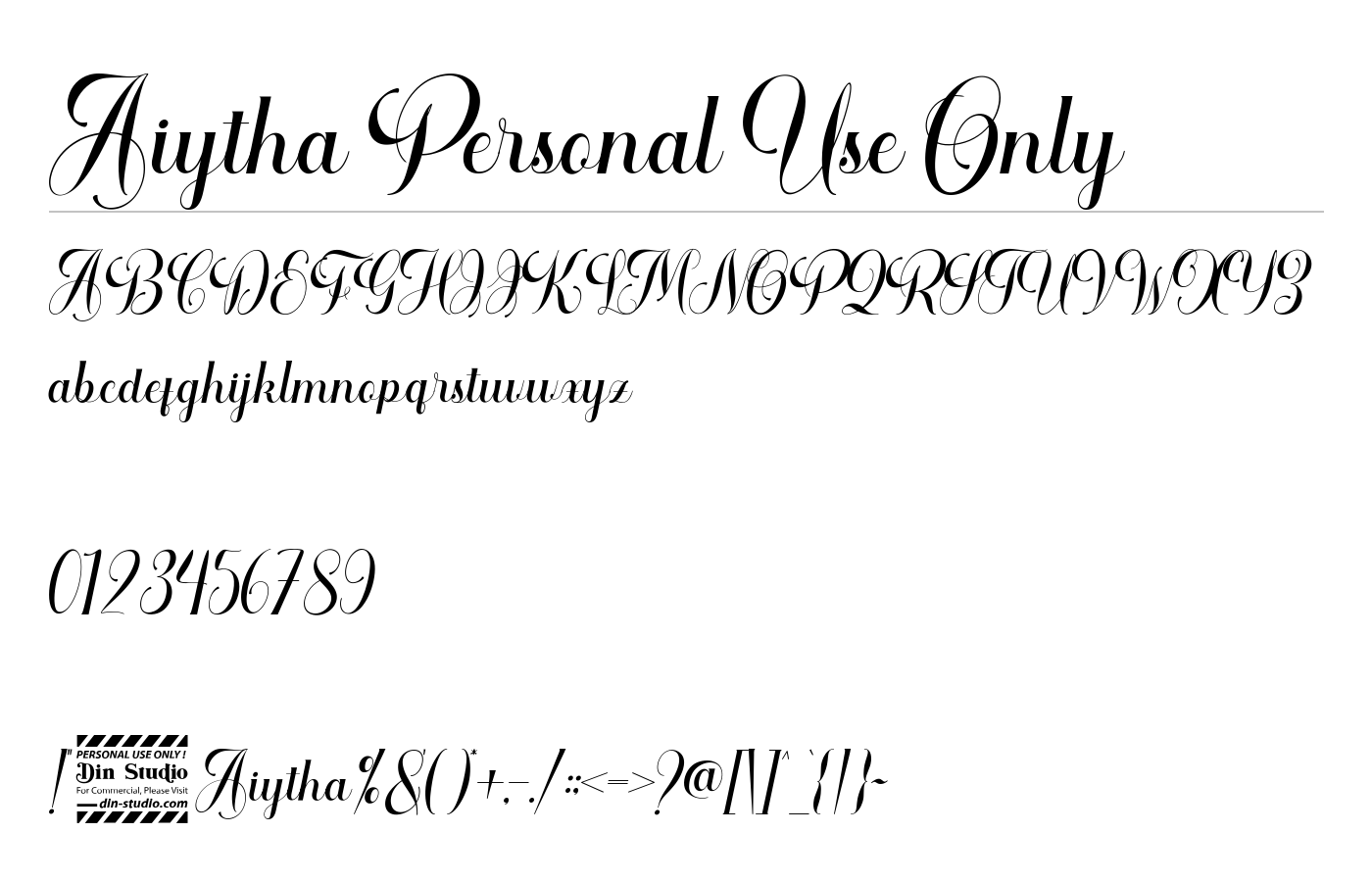 Aiytha Personal Use Only Font preview