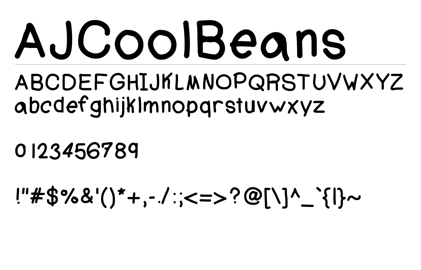 AJCoolBeans Font preview