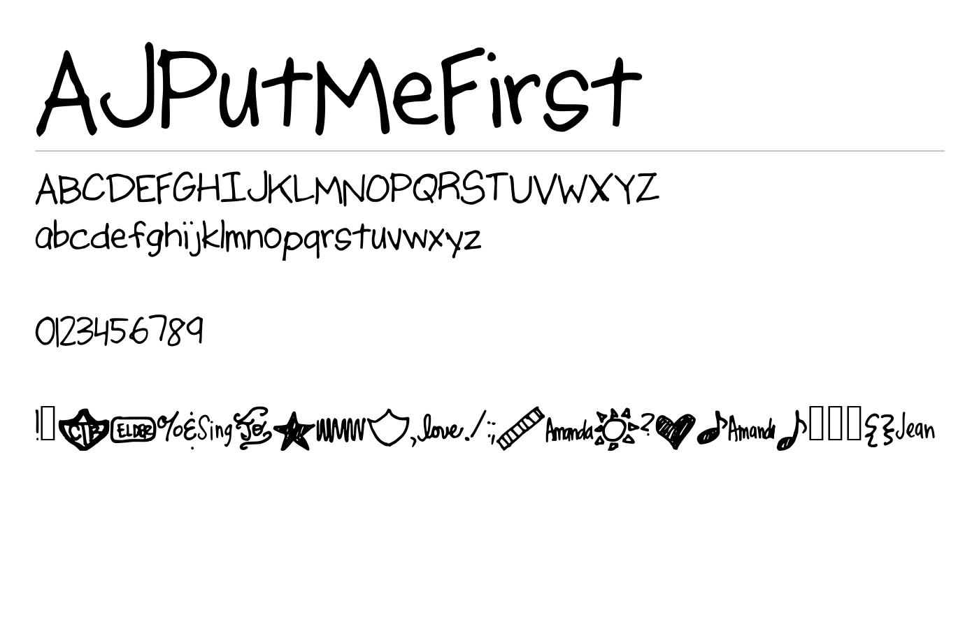 AJPutMeFirst Font preview