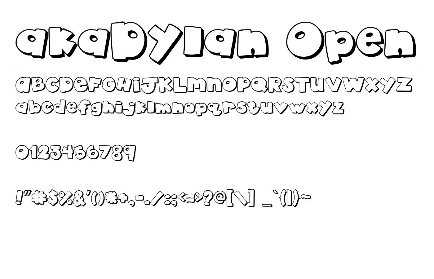 akaDylan Open Font preview