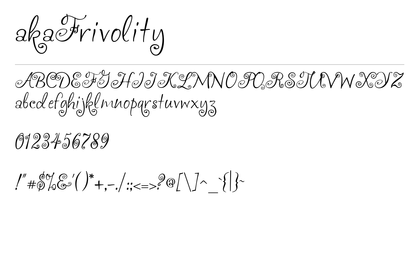 akaFrivolity Font preview