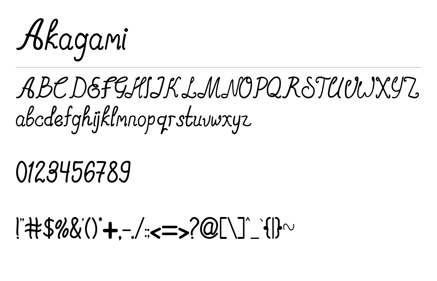 Akagami Font preview