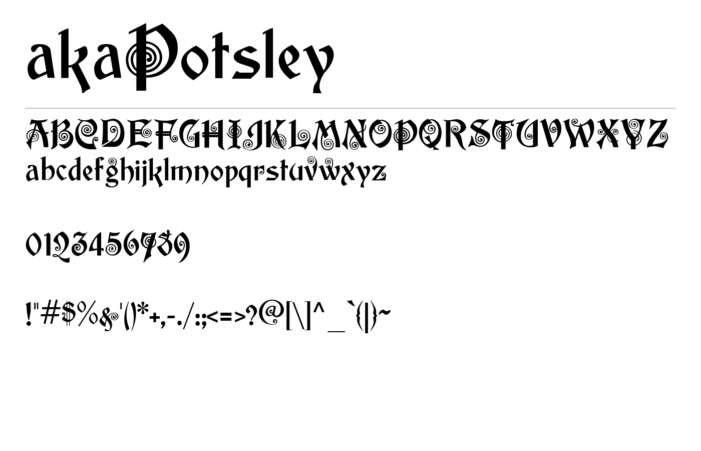 akaPotsley Font preview