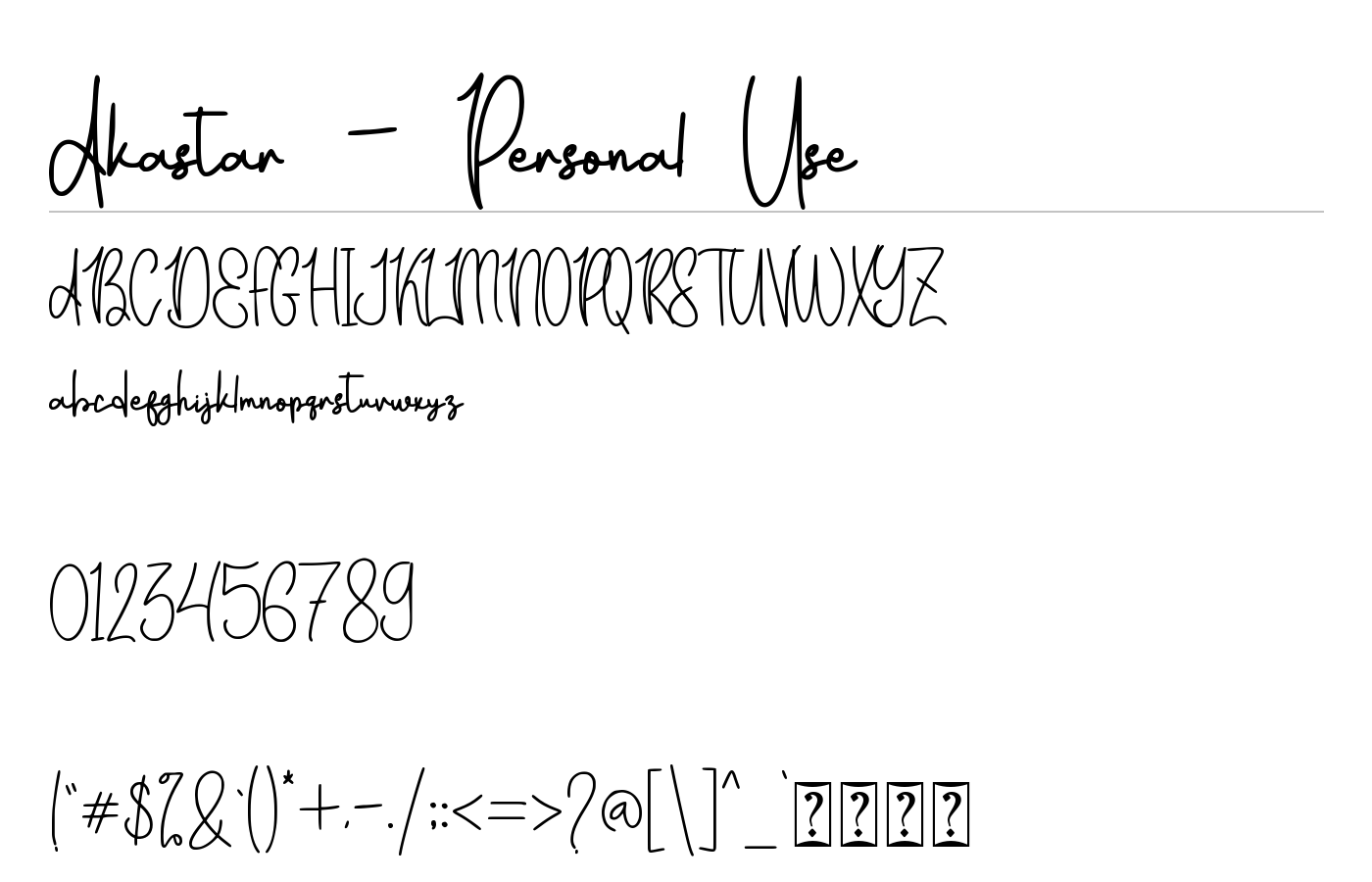 Akastar - Personal Use Font preview