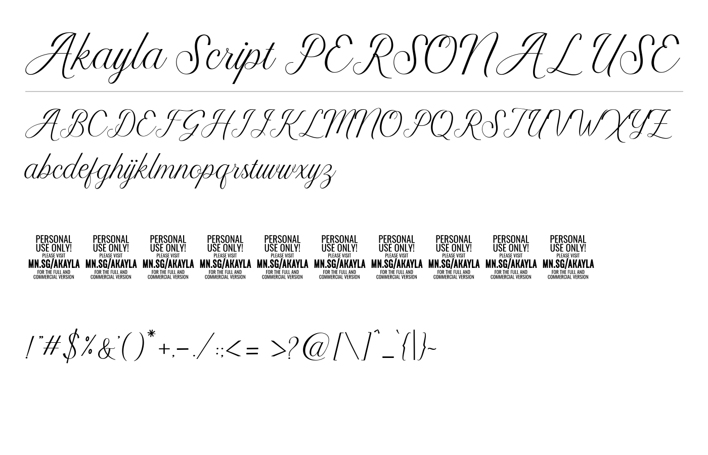 Akayla Script PERSONAL USE Font preview