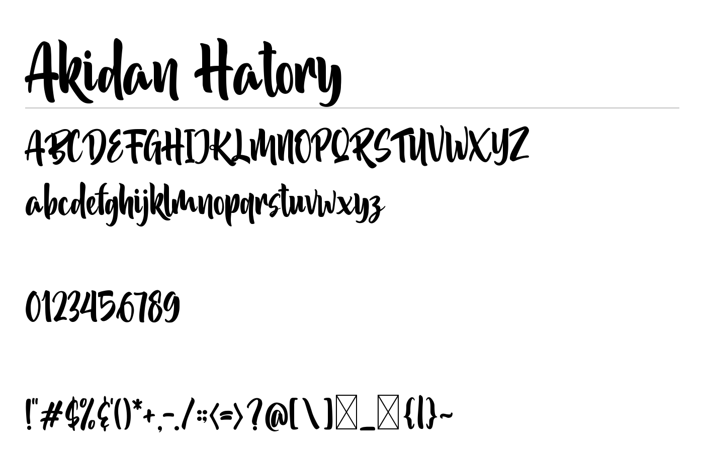Akidan Hatory Font preview
