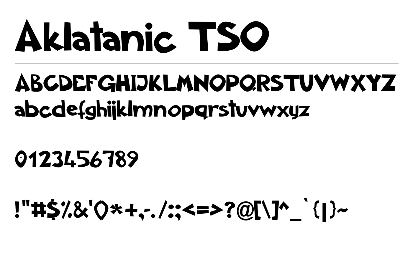 Aklatanic TSO Font preview