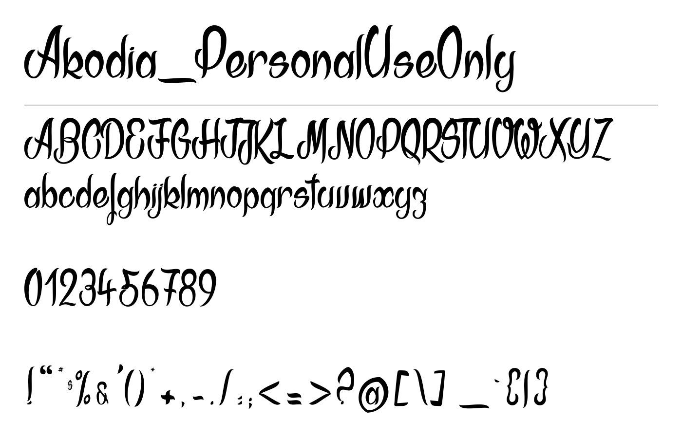 Akodia_PersonalUseOnly Font preview