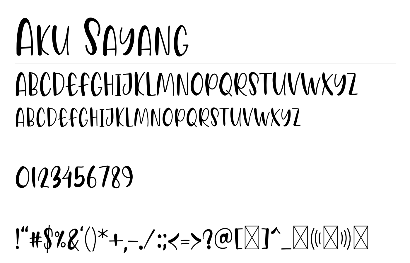 Aku Sayang Font preview