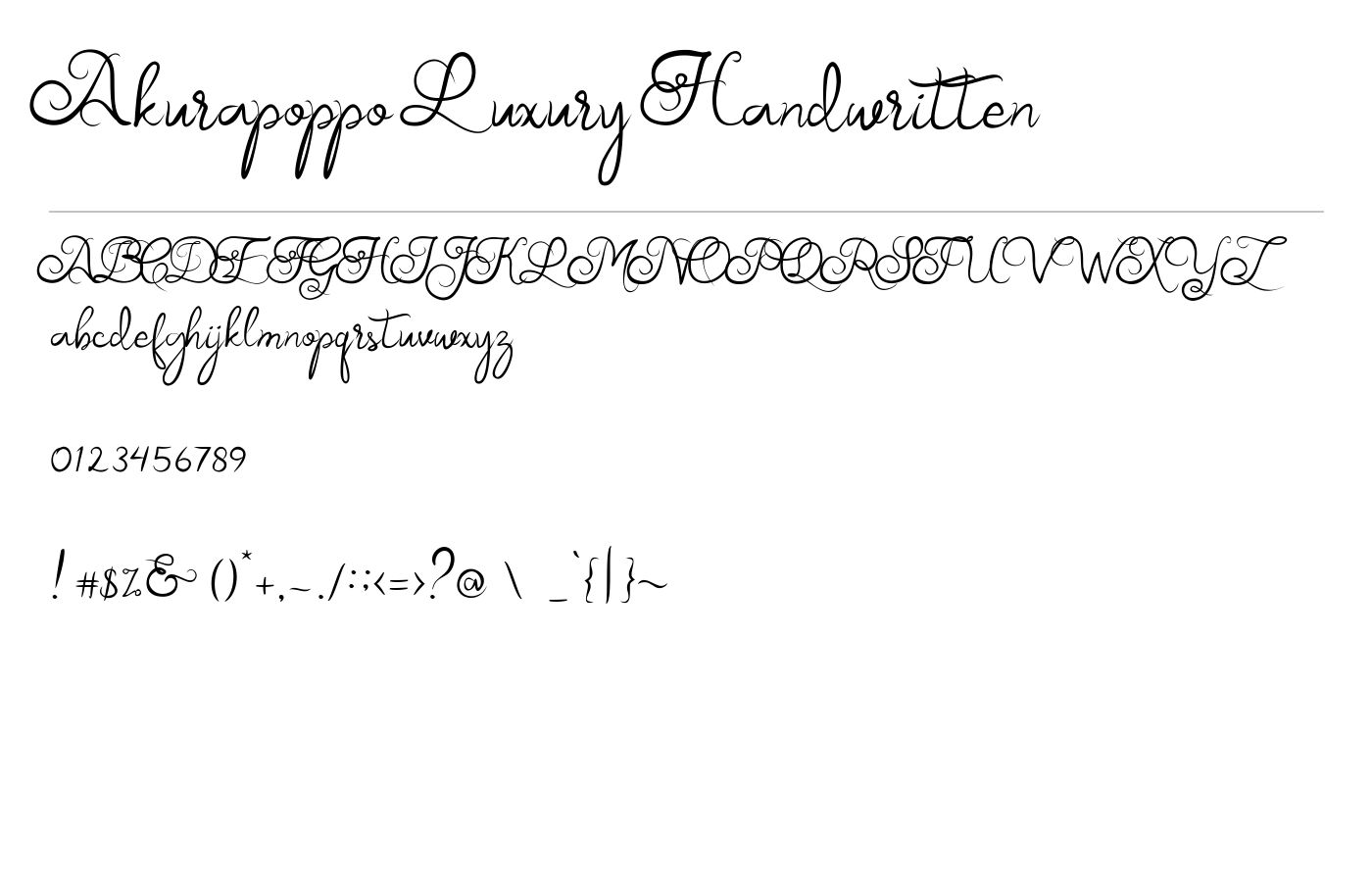 Akurapoppo Luxury Handwritten Font preview