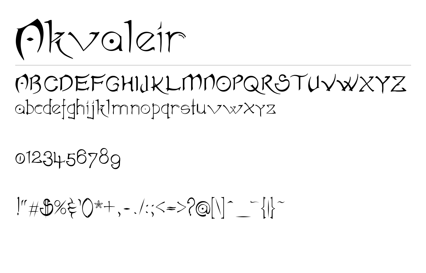 Akvaléir Font preview