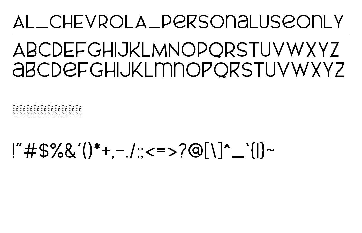 AL_CHEVROLA_PersonalUseOnly Font preview