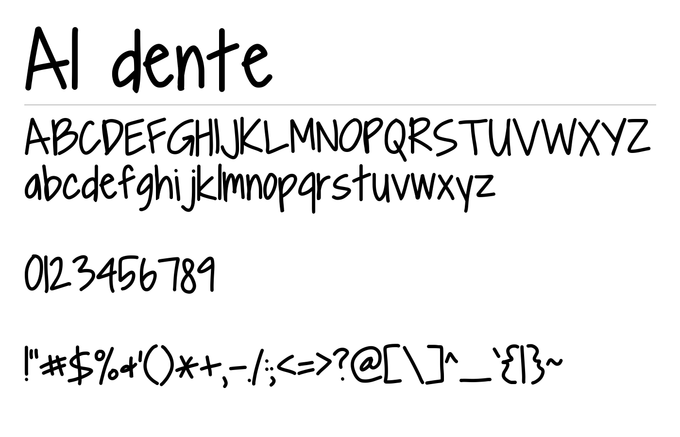 Al dente Font preview