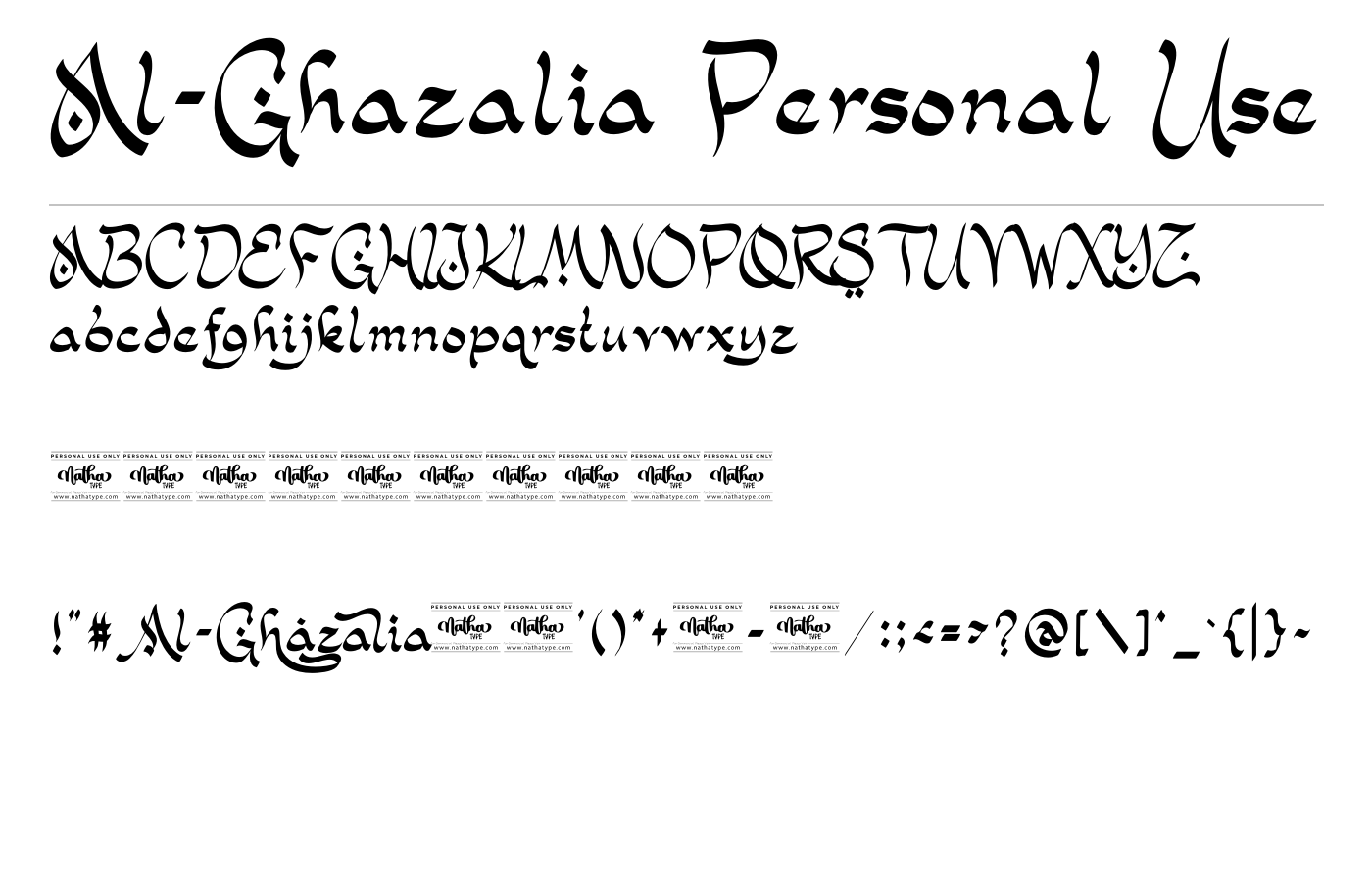 Al-Ghazalia Personal Use Font preview