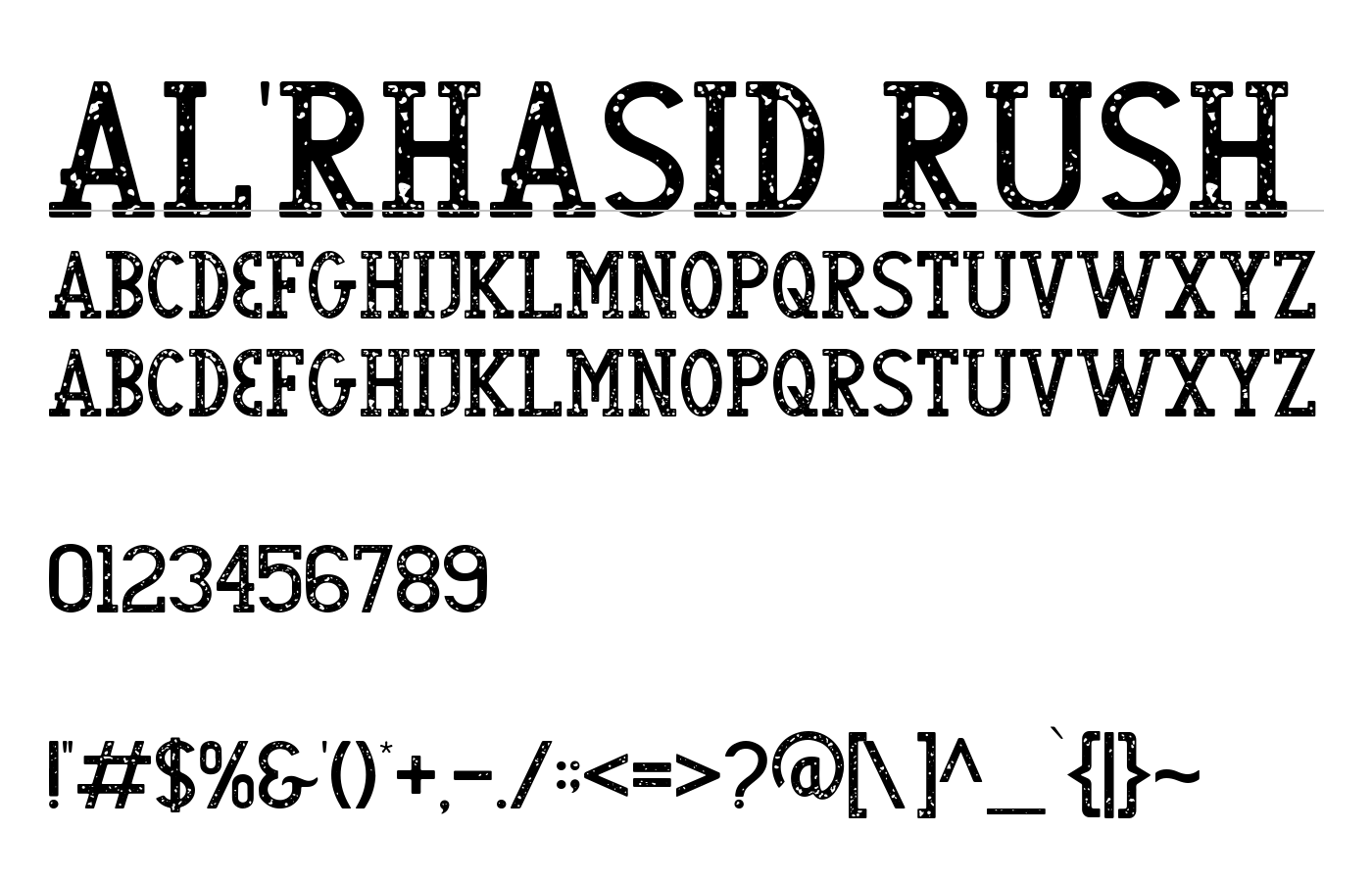AL'RHASID RUSH Font preview