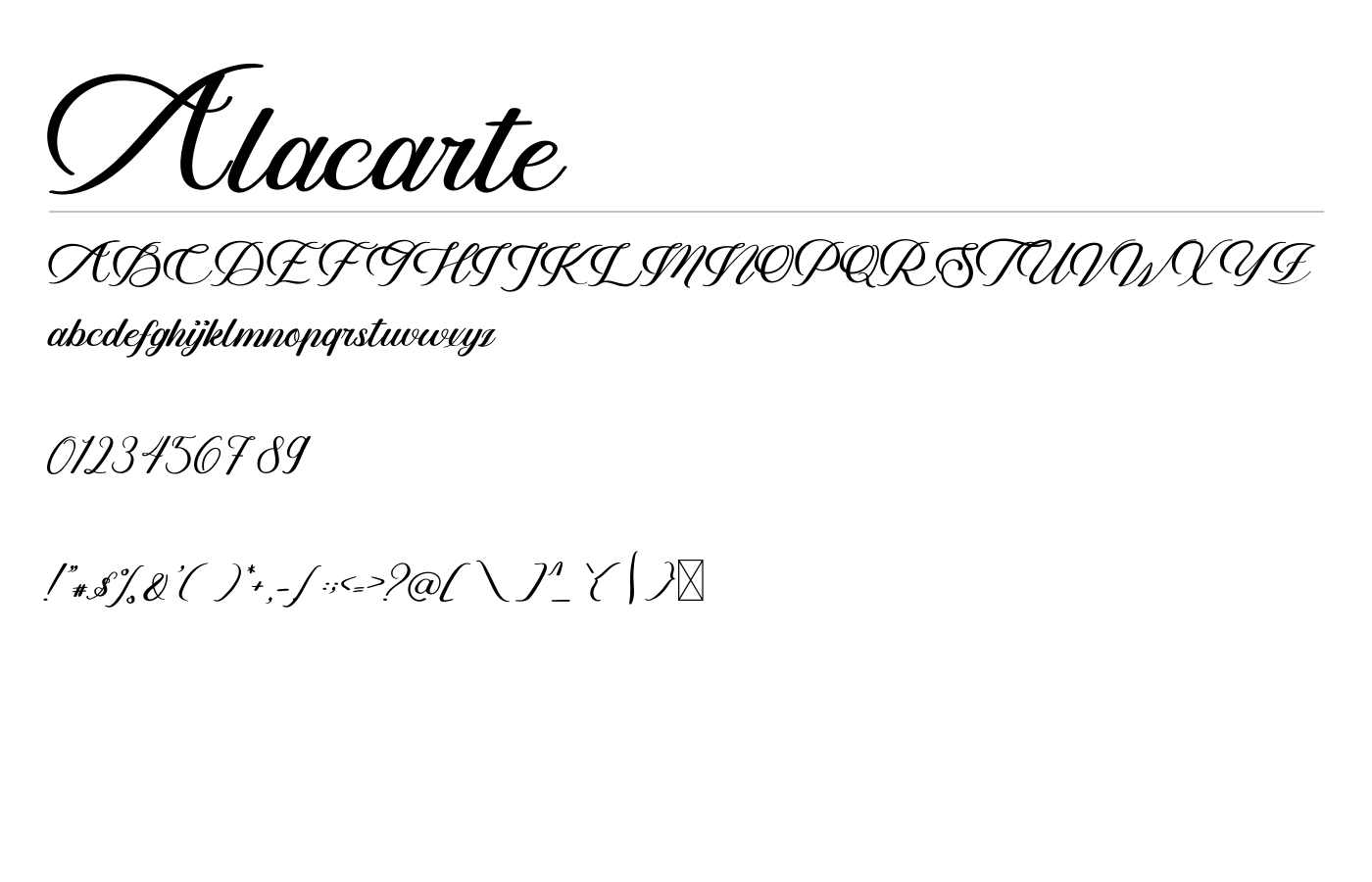 Alacarte Font preview