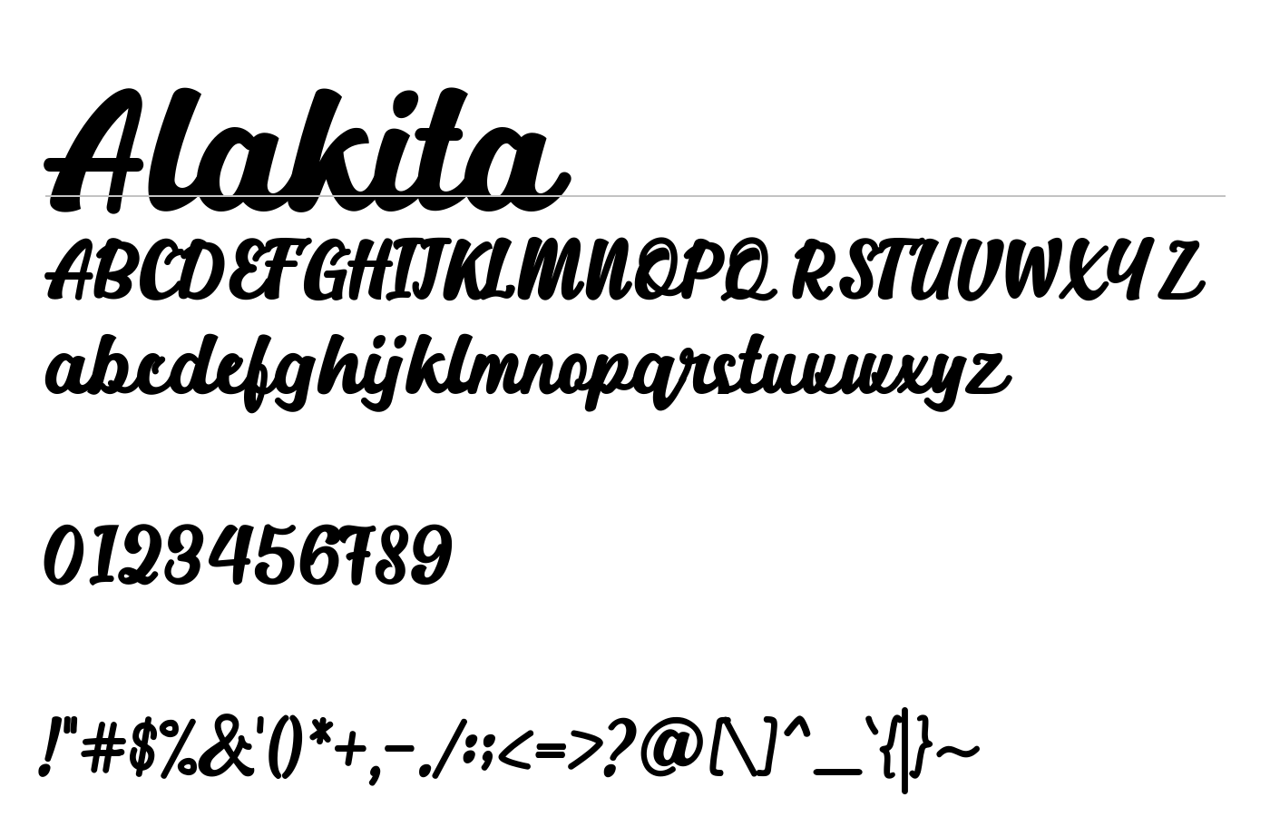 Alakita Font preview