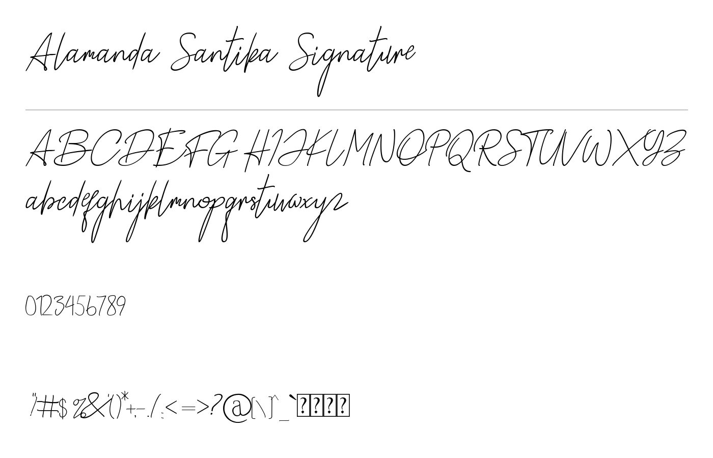 Alamanda Santika Signature Font preview