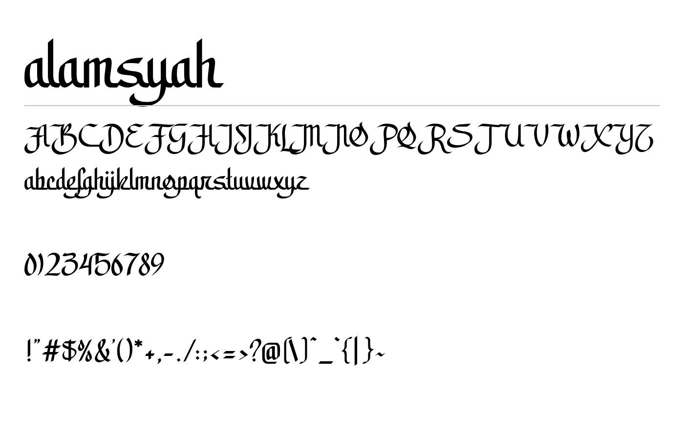 alamsyah Font preview