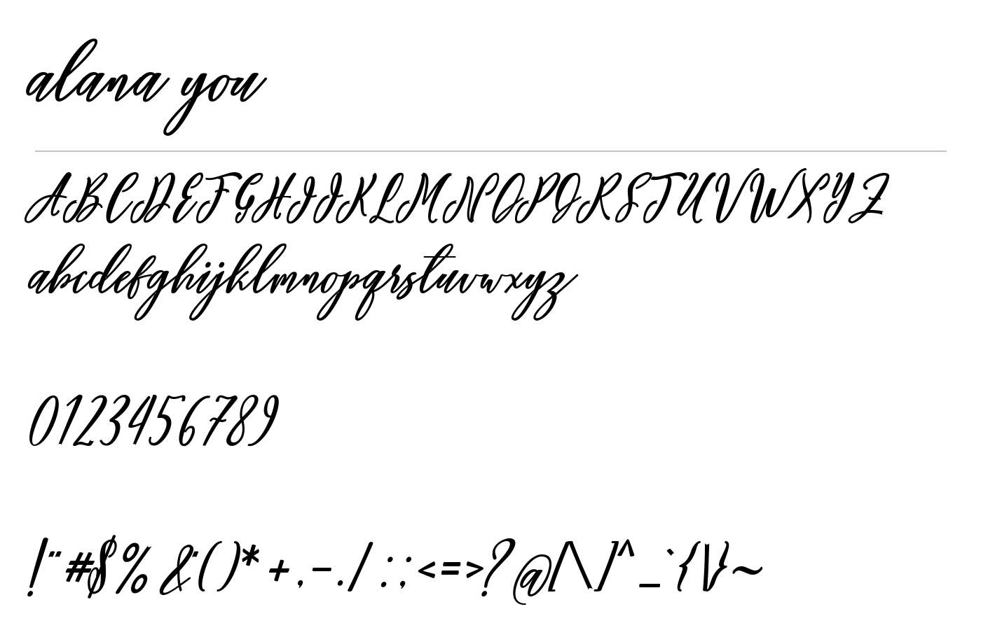 alana you Font preview
