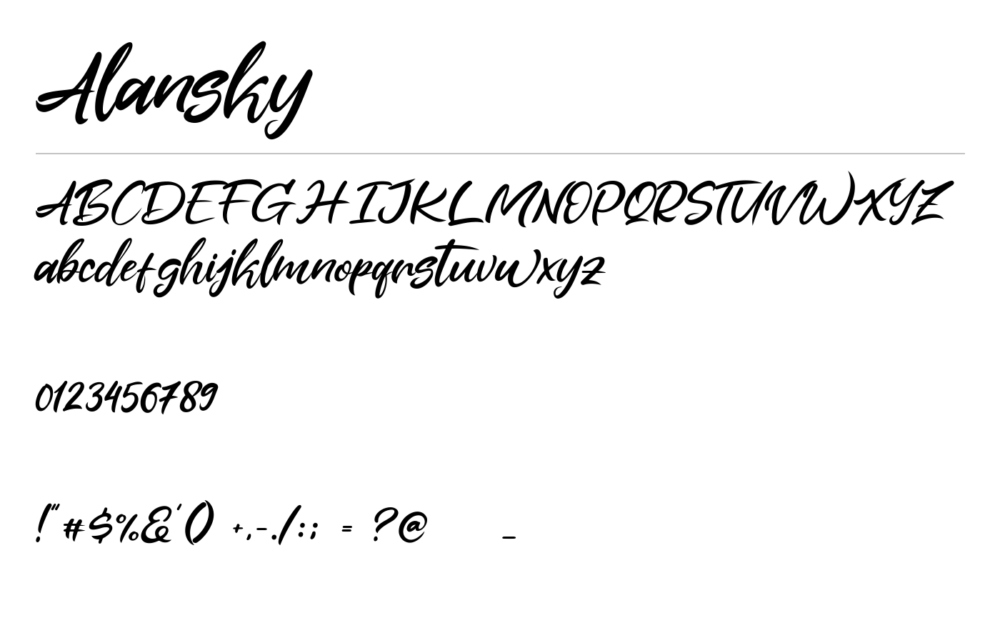 Alansky Font preview