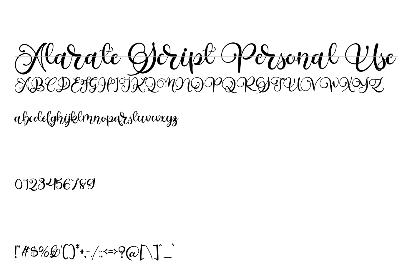 Alarate Script Personal Use Font preview