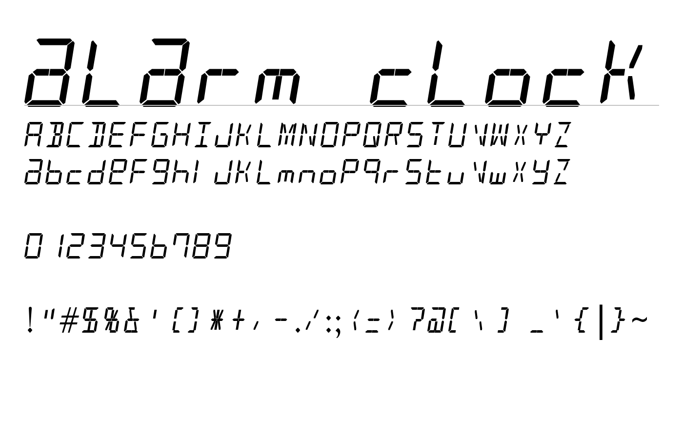 alarm clock Font preview
