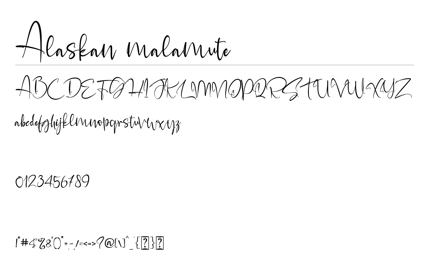 Alaskan malamute Font preview
