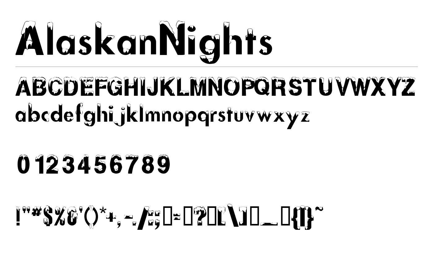 AlaskanNights Font preview