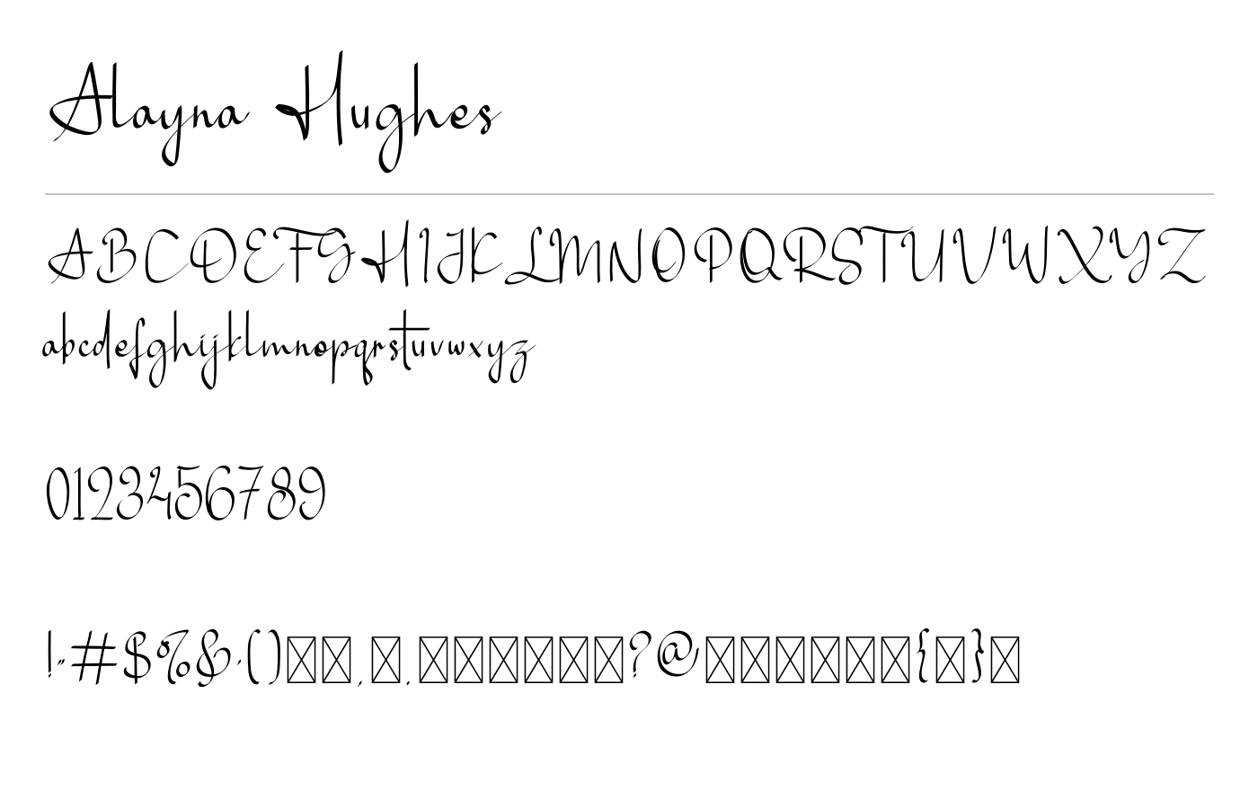 Alayna Hughes Font preview