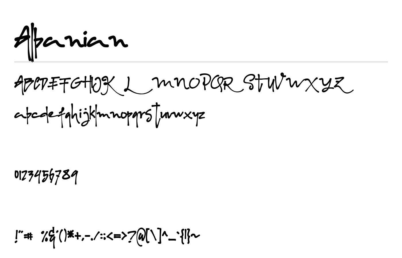 Albanian Font preview