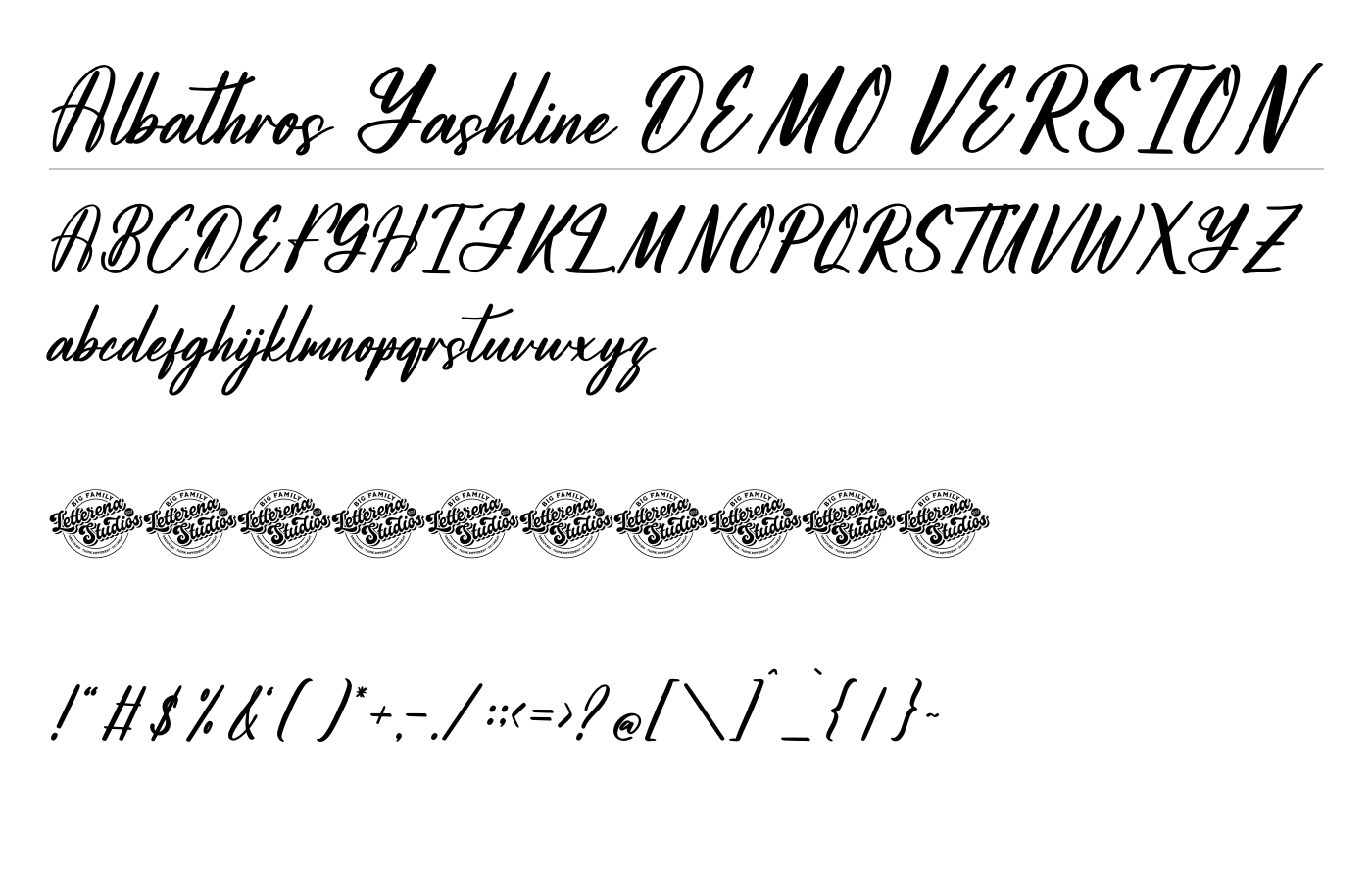 Albathros Yashline DEMO VERSION Font preview