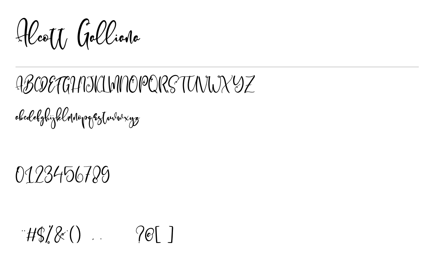 Alcott Galliana Font preview