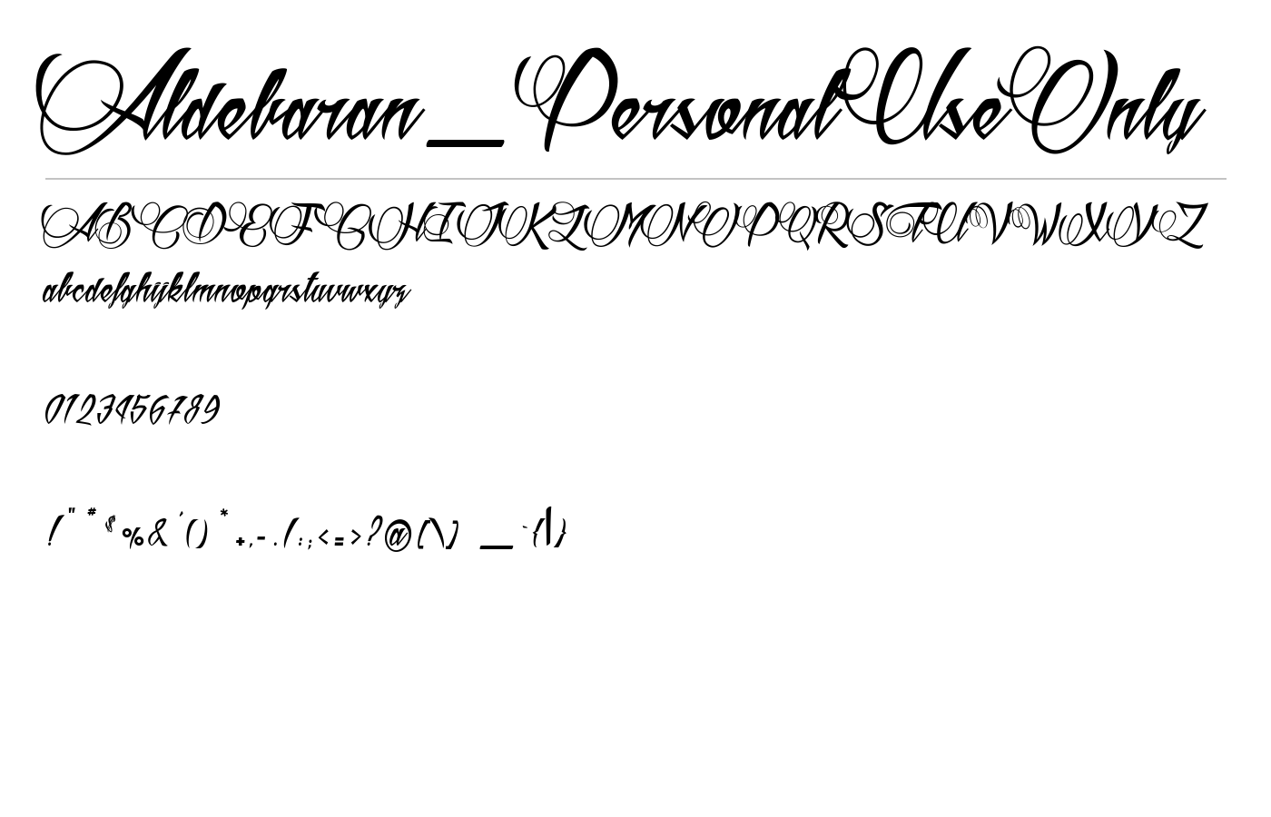 Aldebaran_PersonalUseOnly Font preview