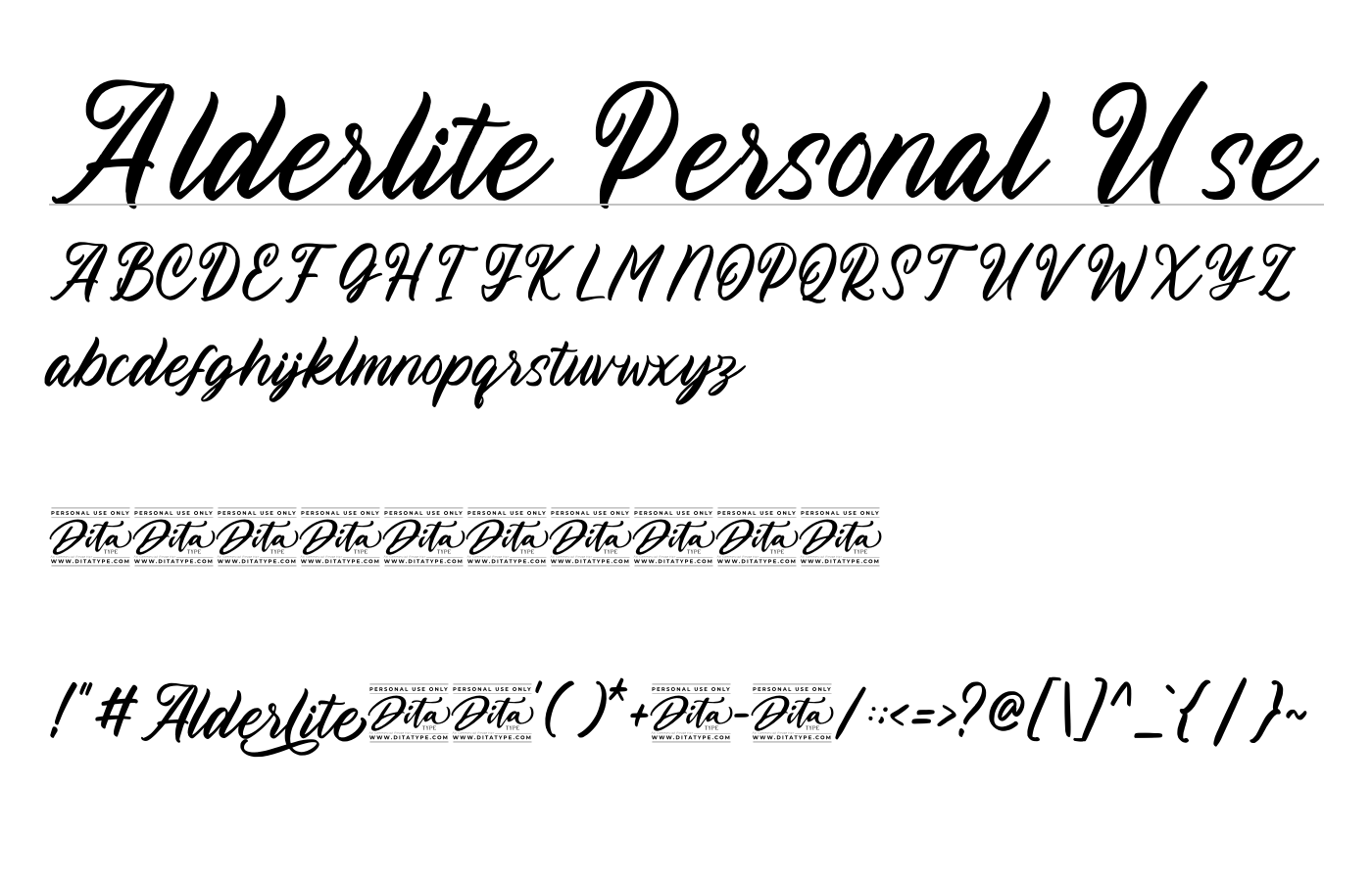 Alderlite Personal Use Font preview