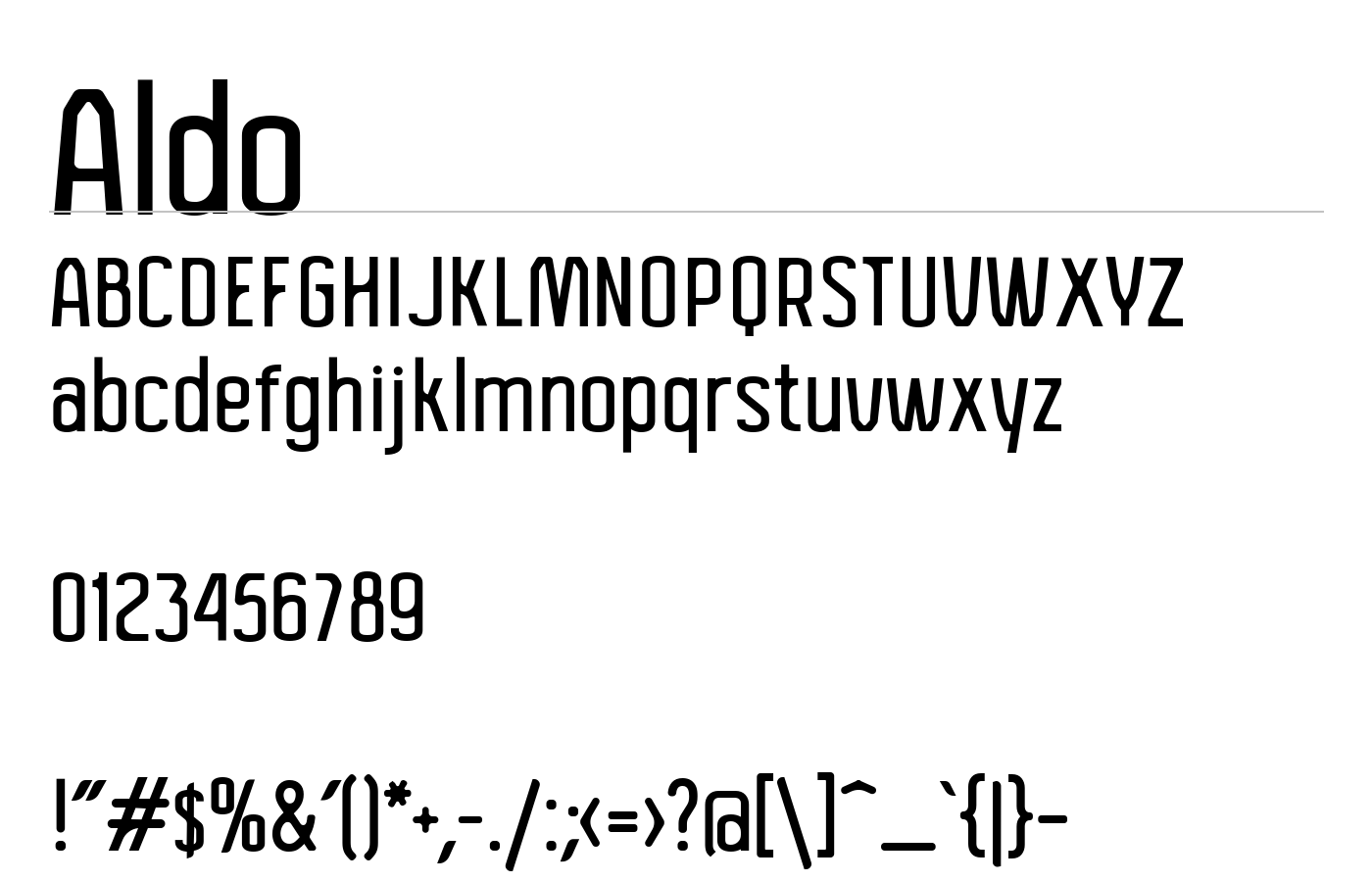 Aldo Sans Condensed Sans-Serif Family Font preview