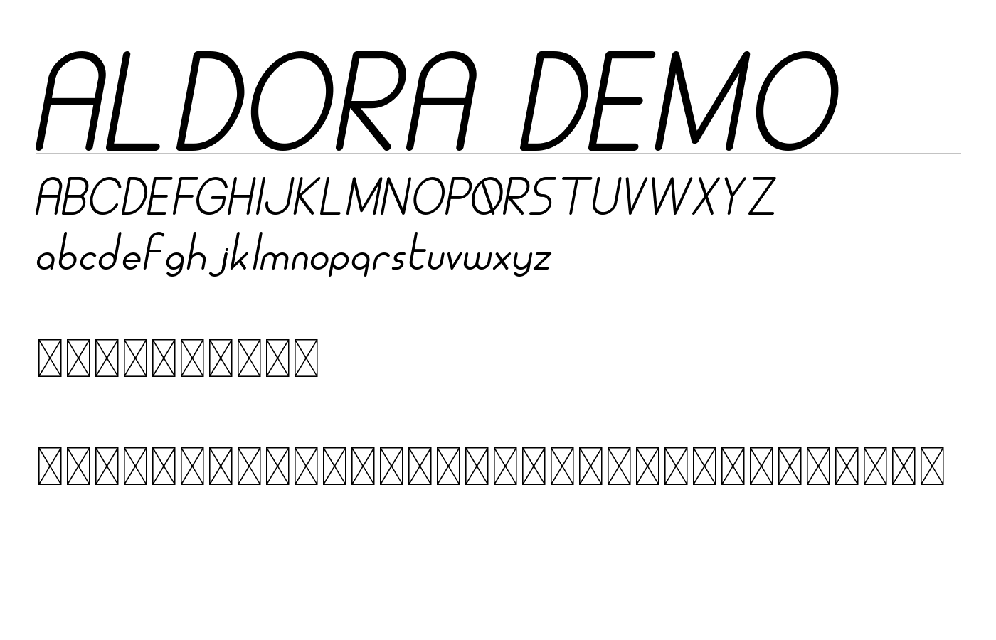 ALDORA DEMO Font preview