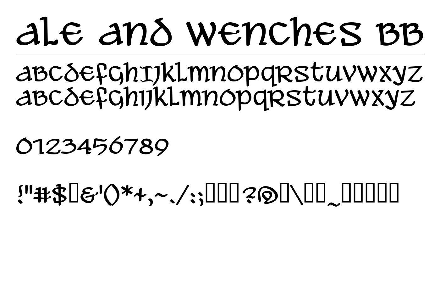 Ale and Wenches BB Font preview