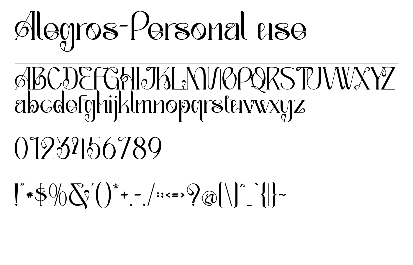 Alegros-Personal use Font preview