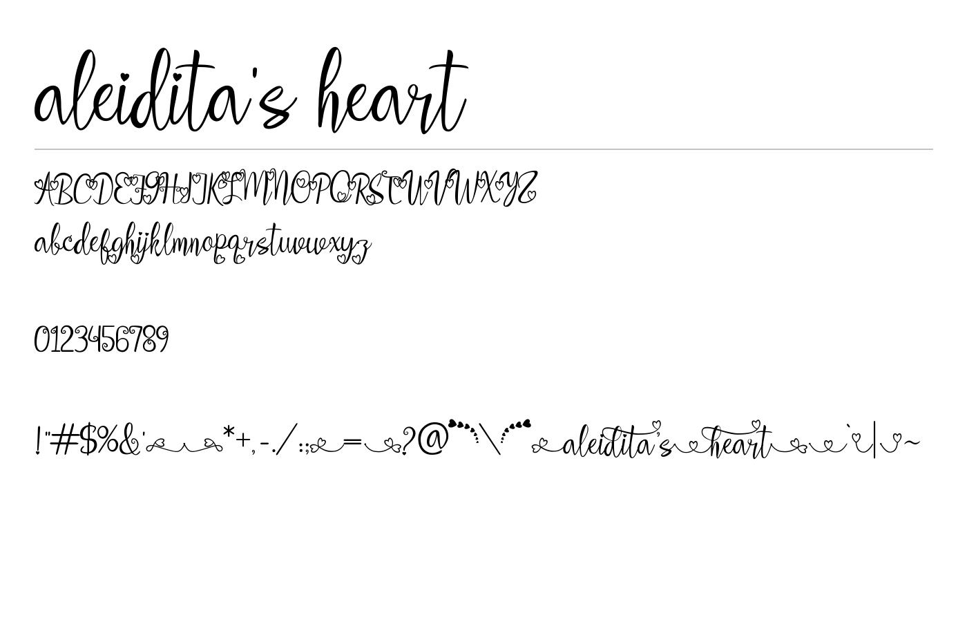 aleidita's heart Font preview