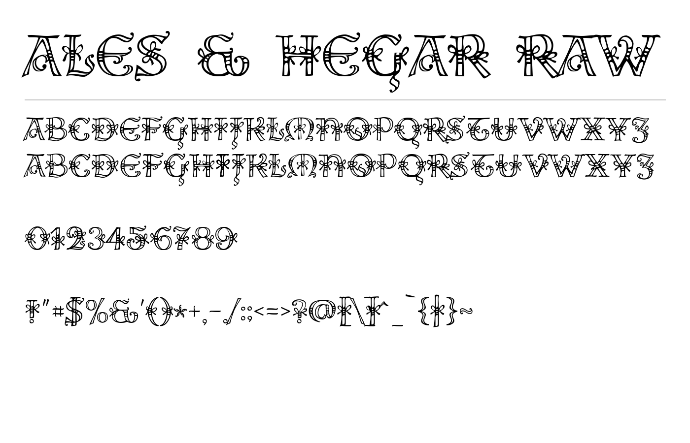Ales & Hegar Raw Font preview