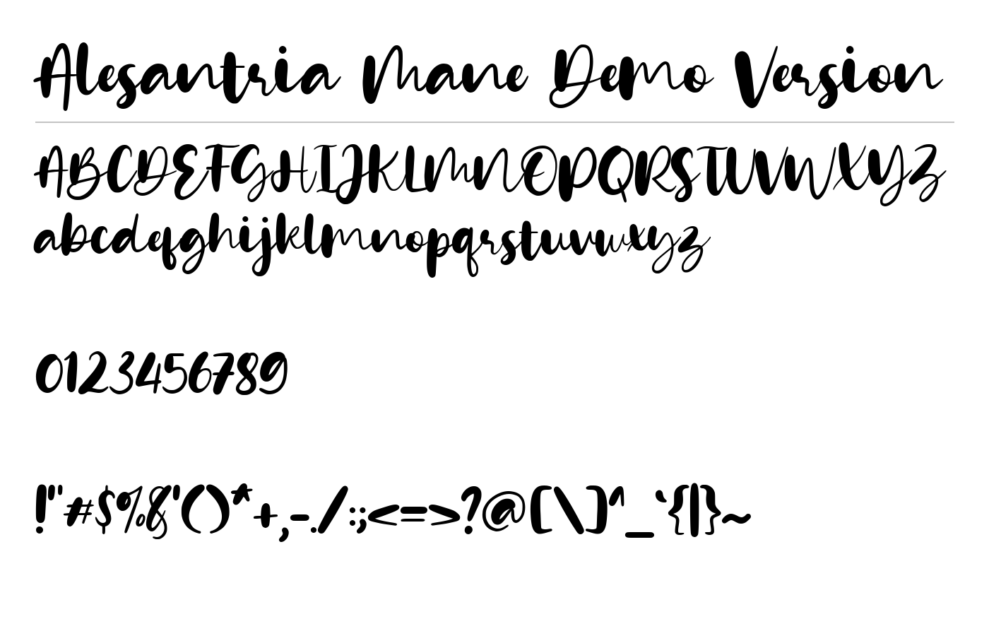 Alesantria Mane Demo Version Font preview