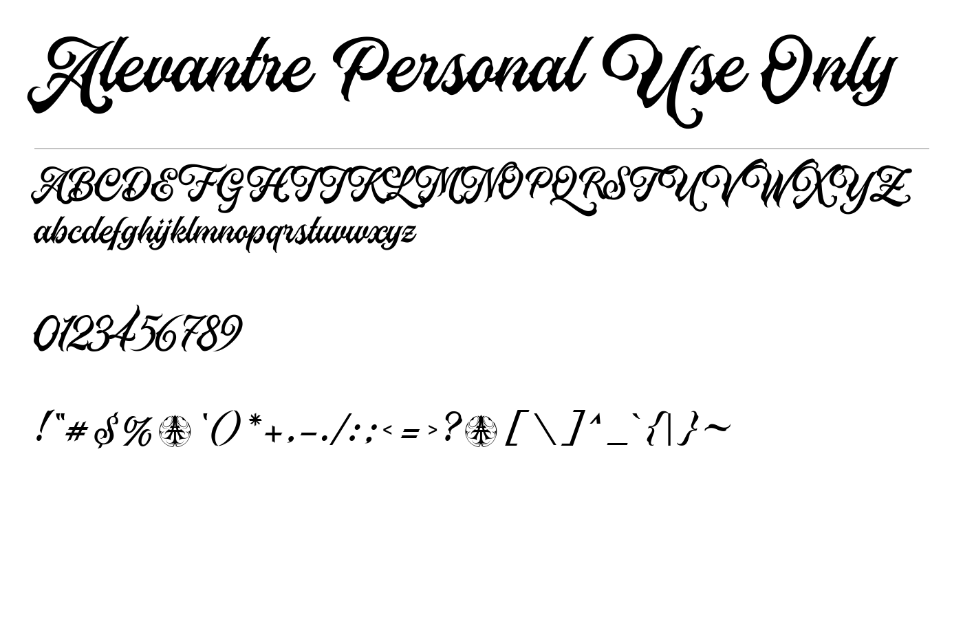 Alevantre Personal Use Only Font preview
