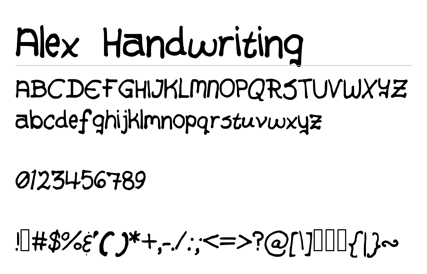 Alex Handwriting Font preview