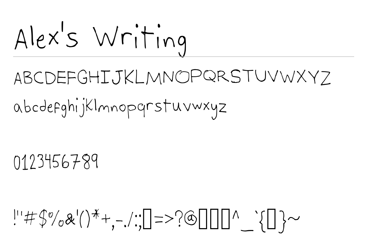 Alex's Writing Font preview