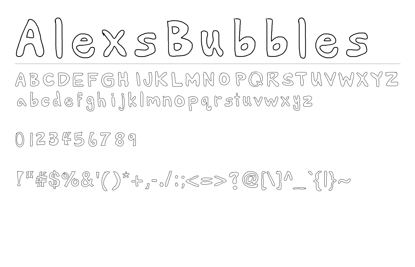 AlexsBubbles Font preview