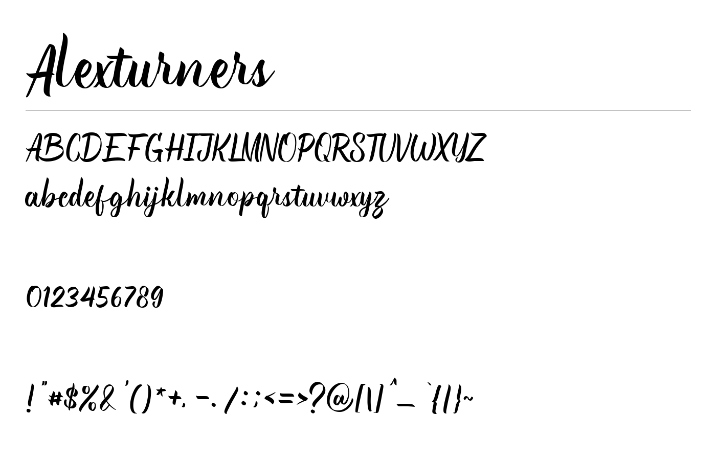 Alexturners Font preview