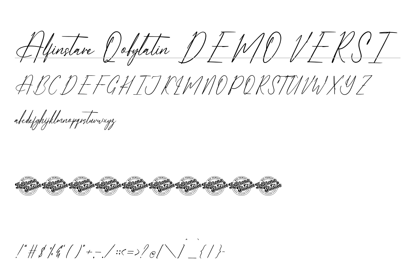 Alfinstare Qobylatin DEMO VERSI Font preview