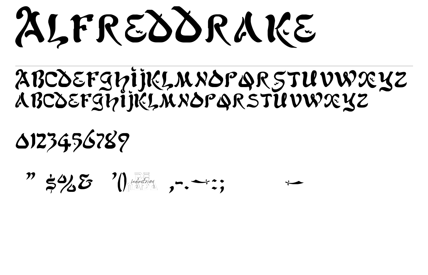 AlfredDrake Font preview