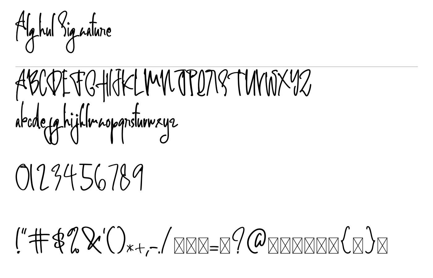 Alghul Signature Font preview